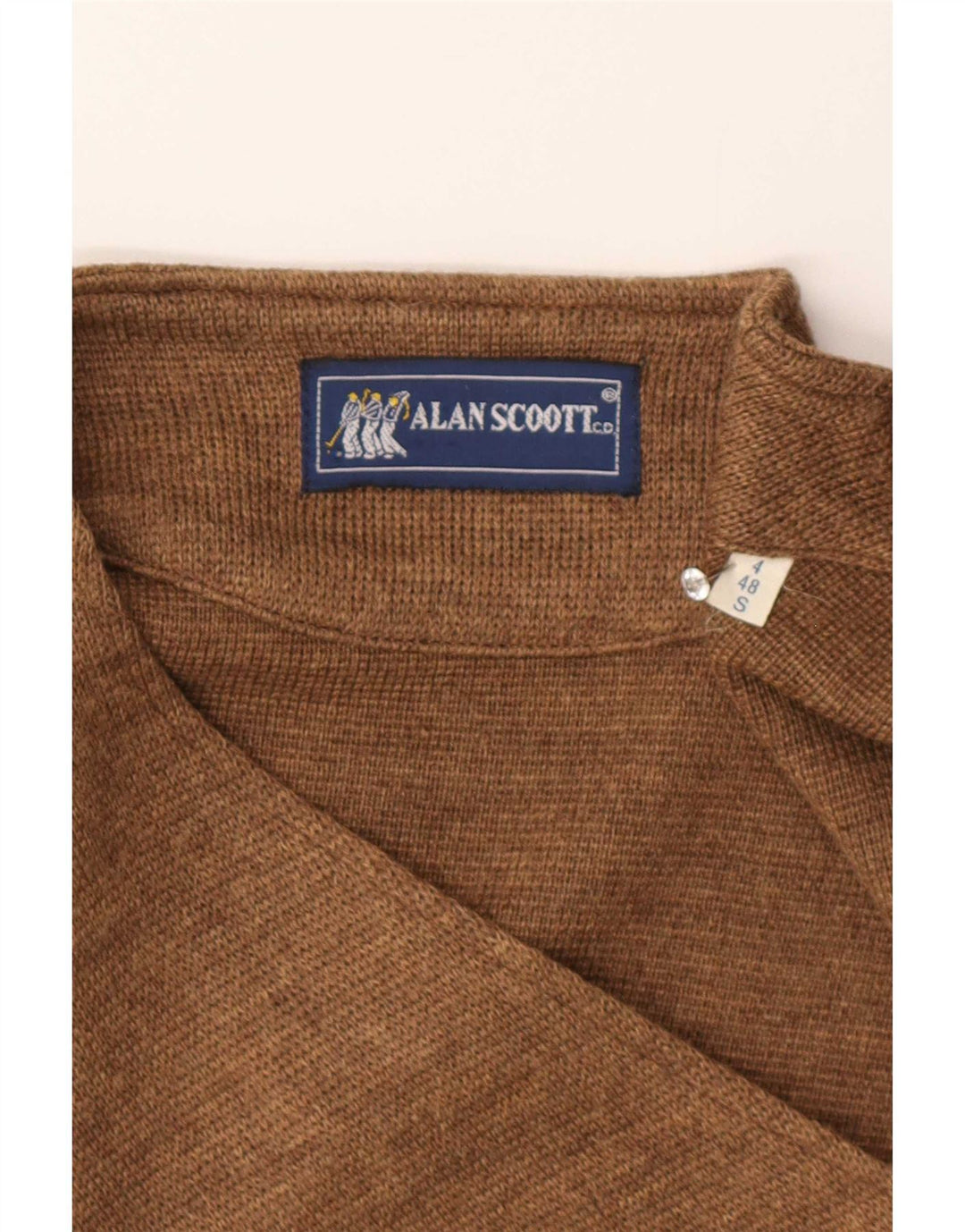 Alan Scoott Chaleco de punto para hombre IT 48 Small Brown Wool