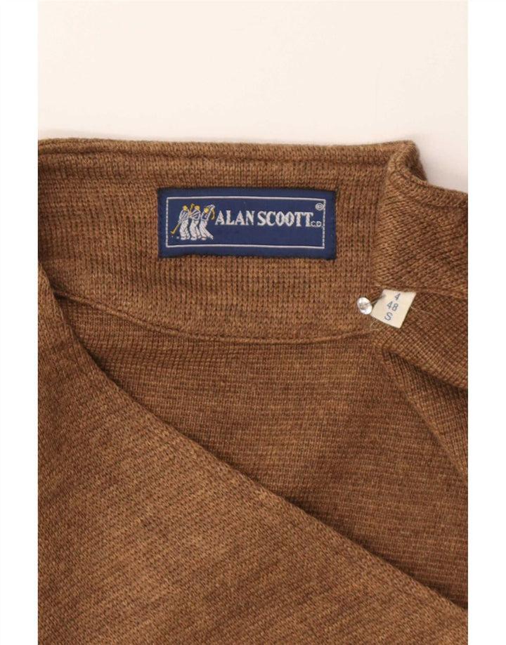 Alan Scoott Chaleco de punto para hombre IT 48 Small Brown Wool