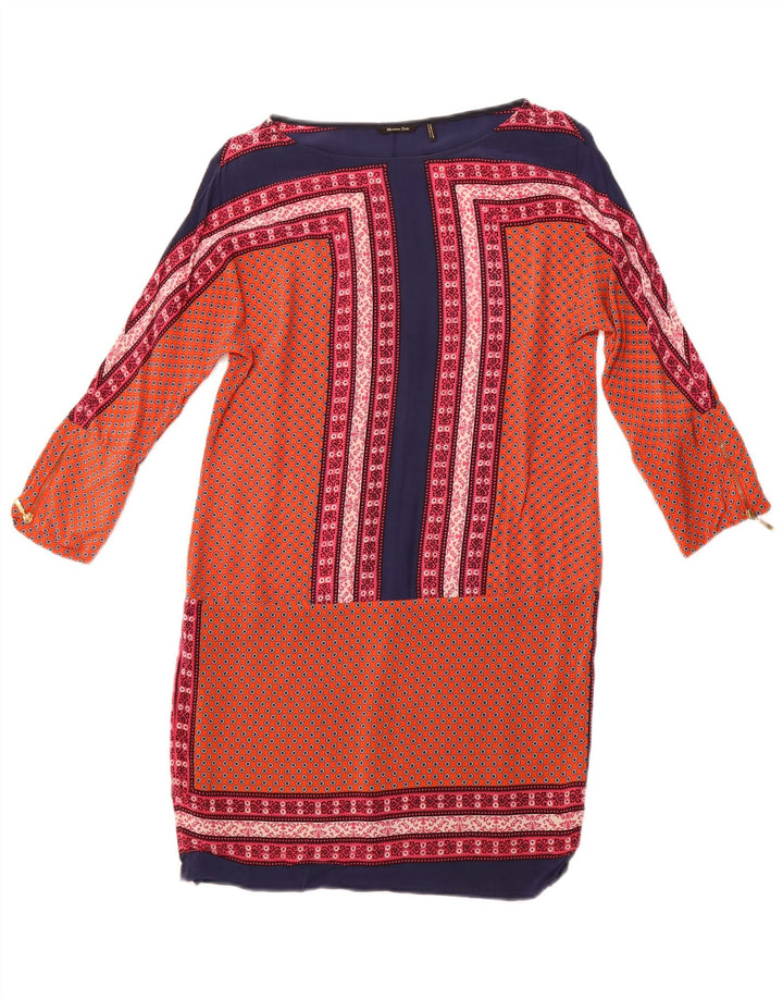 MASSIMO DUTTI Vestido recto de manga 3/4 para mujer UK 42 Medio Naranja Floral
