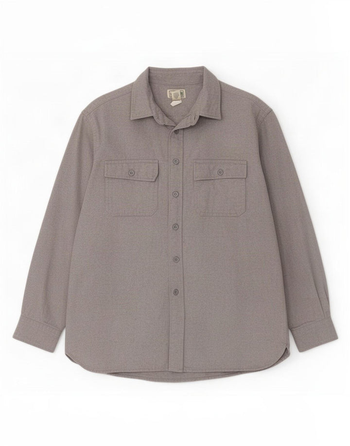 L.L.Bean Camisa de franela para hombre Algodón gris medio