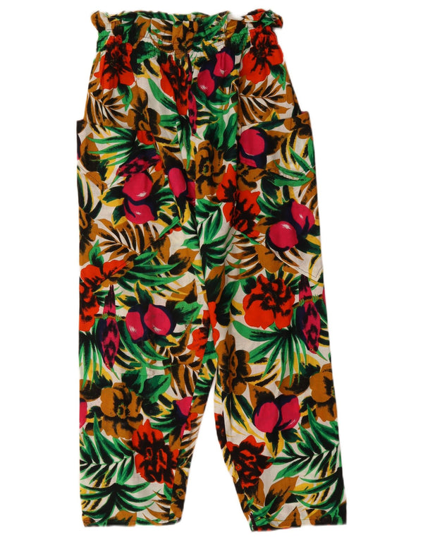Vintage mujer cintura alta pantalones recortados W26 L23 multicolor floral