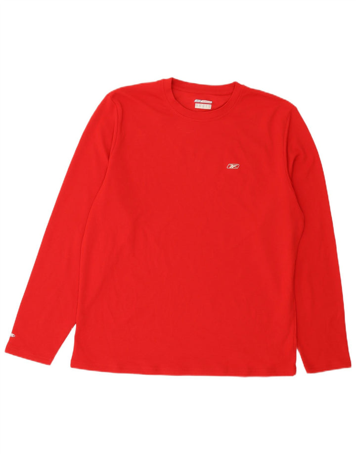 Reebok Hombre Top Manga Larga Grande Poliéster Rojo