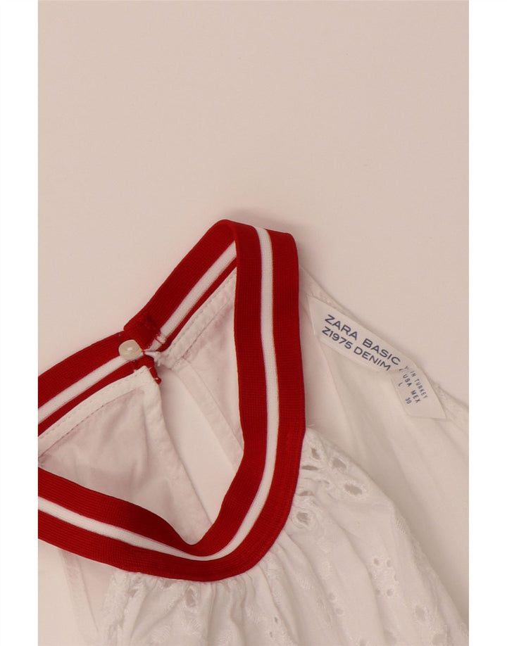 ZARA Womens Halter Top UK 14 Large White Cotton Vintage Zara and Second-Hand Zara from Messina Hembry 