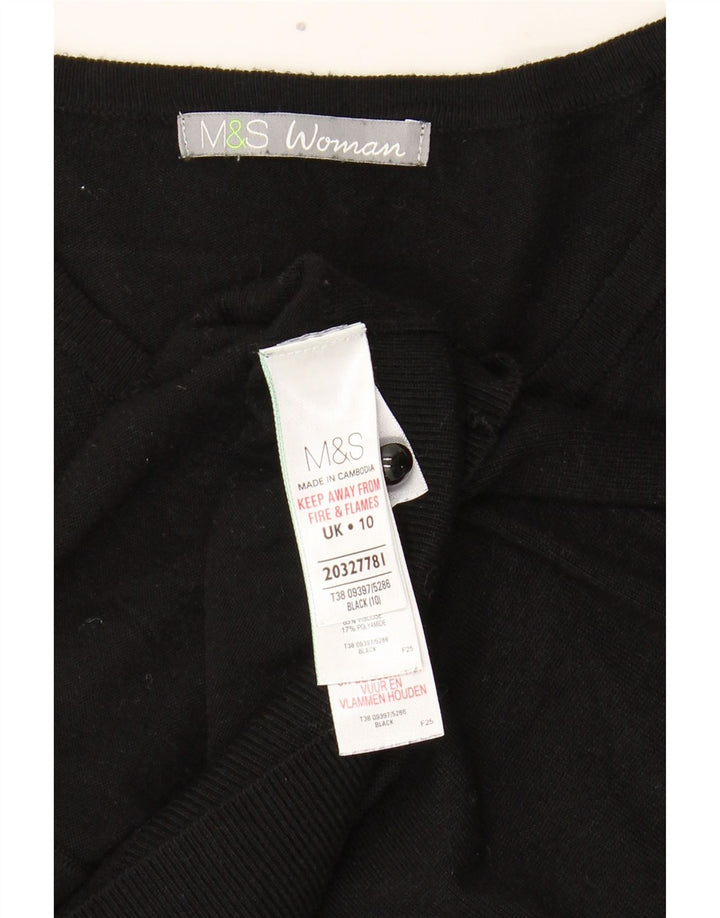 Marks & Spencer Suéter tipo cárdigan para mujer UK 10 Small Viscosa negra