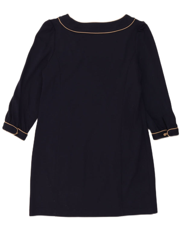 Next Vestido recto de manga 3/4 para mujer UK 44 Grande Poliéster azul marino