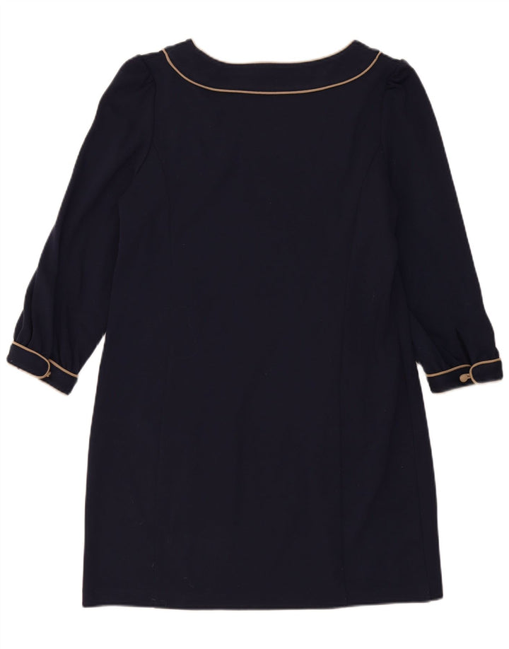 Next Vestido recto de manga 3/4 para mujer UK 44 Grande Poliéster azul marino