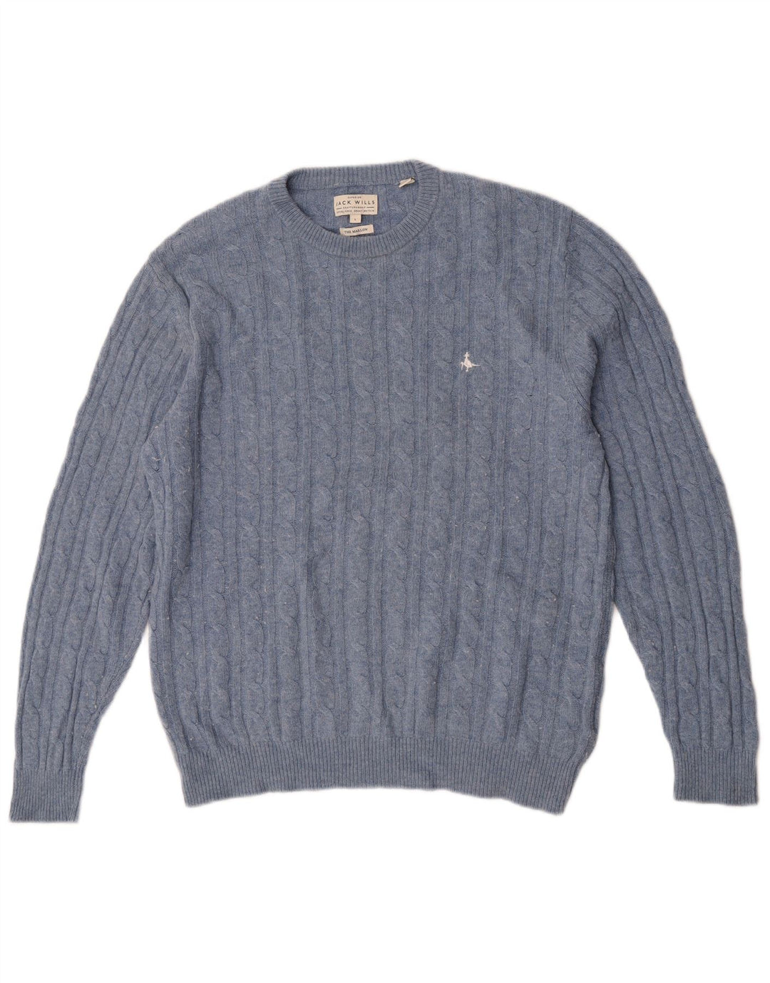 Jack Wills Jersey The Marlow con cuello redondo para hombre, talla grande, de lana azul