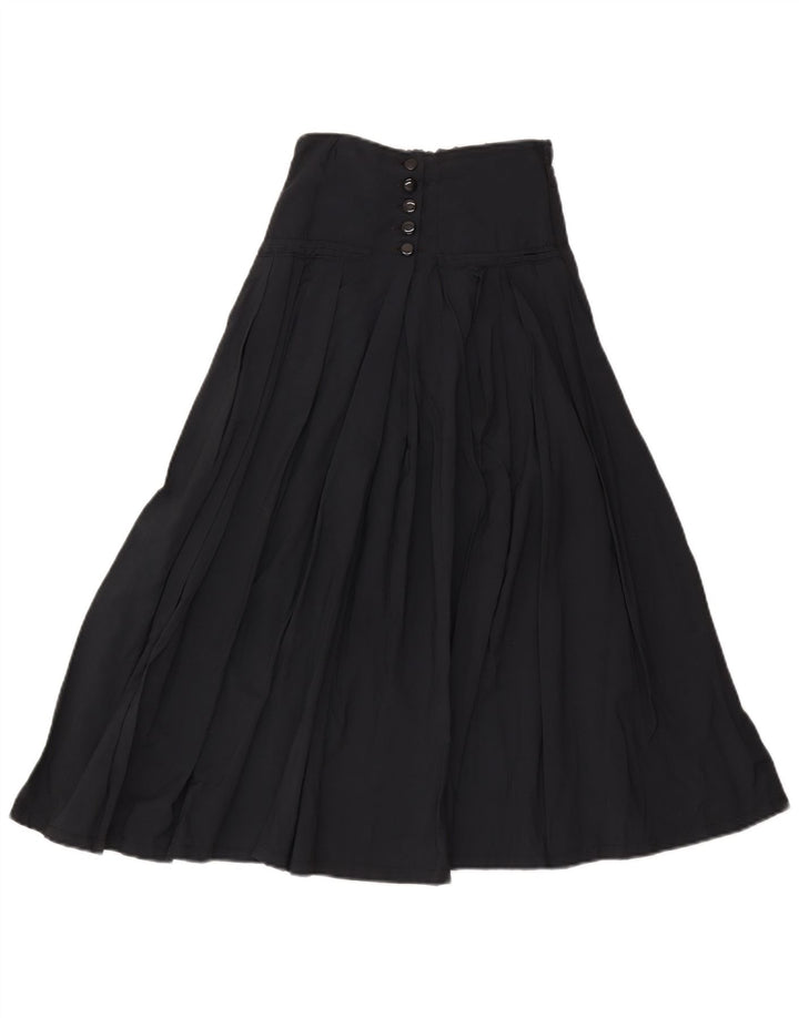 Falda maxi plisada vintage para mujer W30 azul marino medio