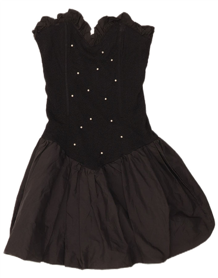 Fusion Vestido sin tirantes para mujer UK 10 Small Poliéster negro