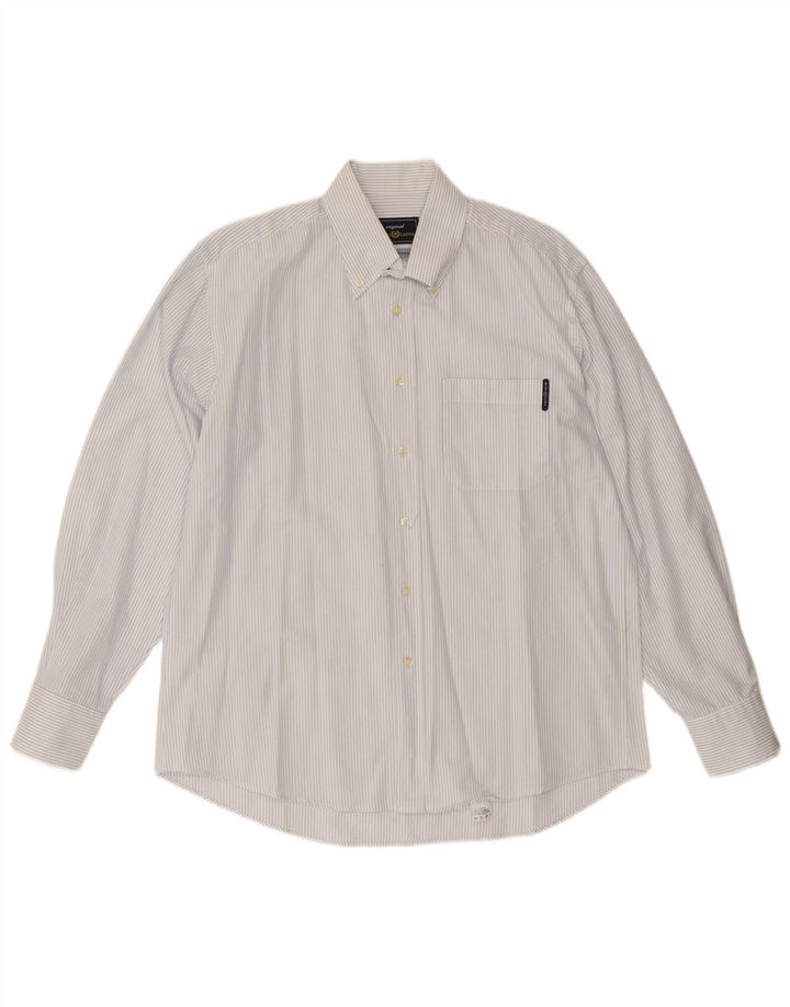 HENRI LLOYD Camisa de hombre grande de algodón a rayas blancas
