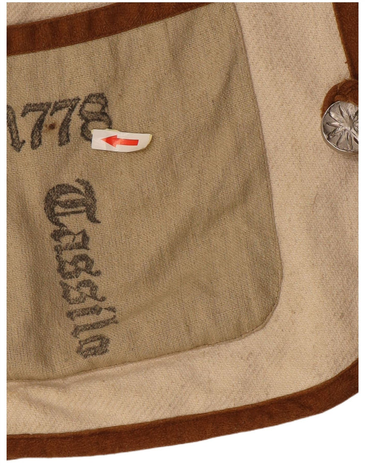 Vintage hombres gráfico Duffle chaqueta Reino Unido 44 2XL Beige
