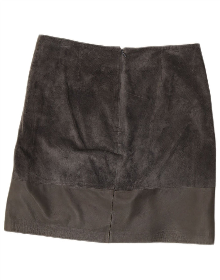 HALLHUBER Falda de ante para mujer EU 38 Mediana W32 Cuero gris