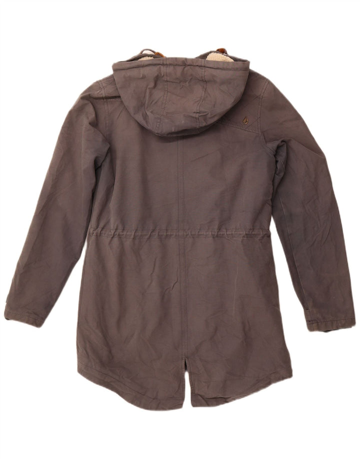VOLCOM Chaqueta Parka Sherpa con Capucha para Mujer US 10 Grande Gris Algodón