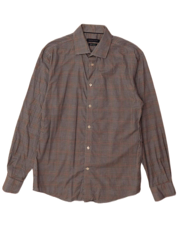 Tommy Hilfiger Camisa Slim Fit para hombre Talla 15 1/2 Algodón a cuadros gris medio