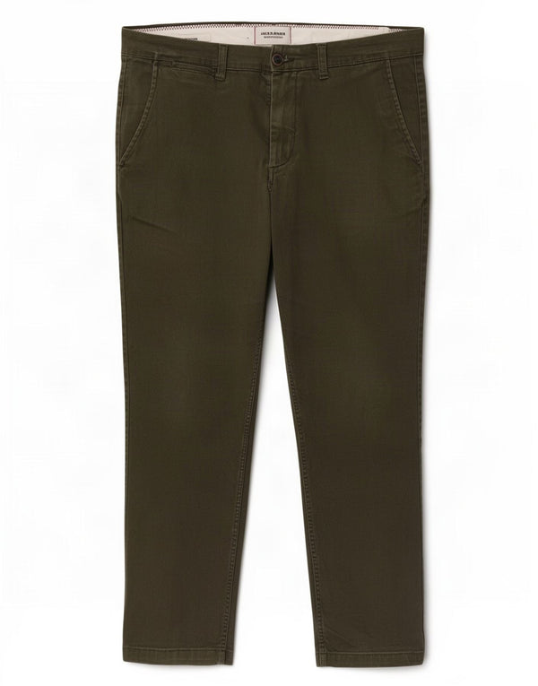 Jack & Jones Pantalón chino de corte regular para hombre W33 L30 Algodón caqui