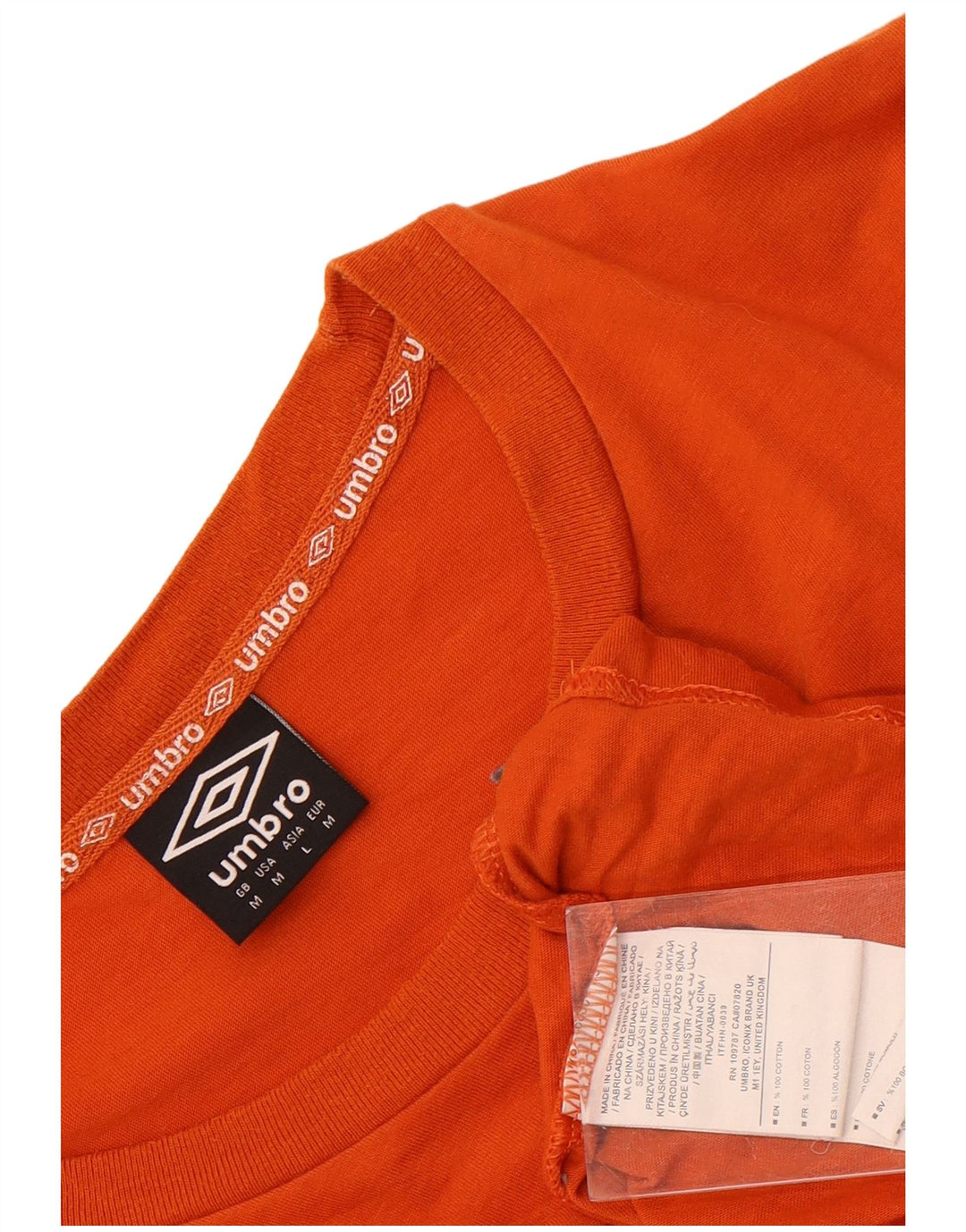 Umbro Hombre Camiseta Gráfica Top Algodón Naranja Mediano