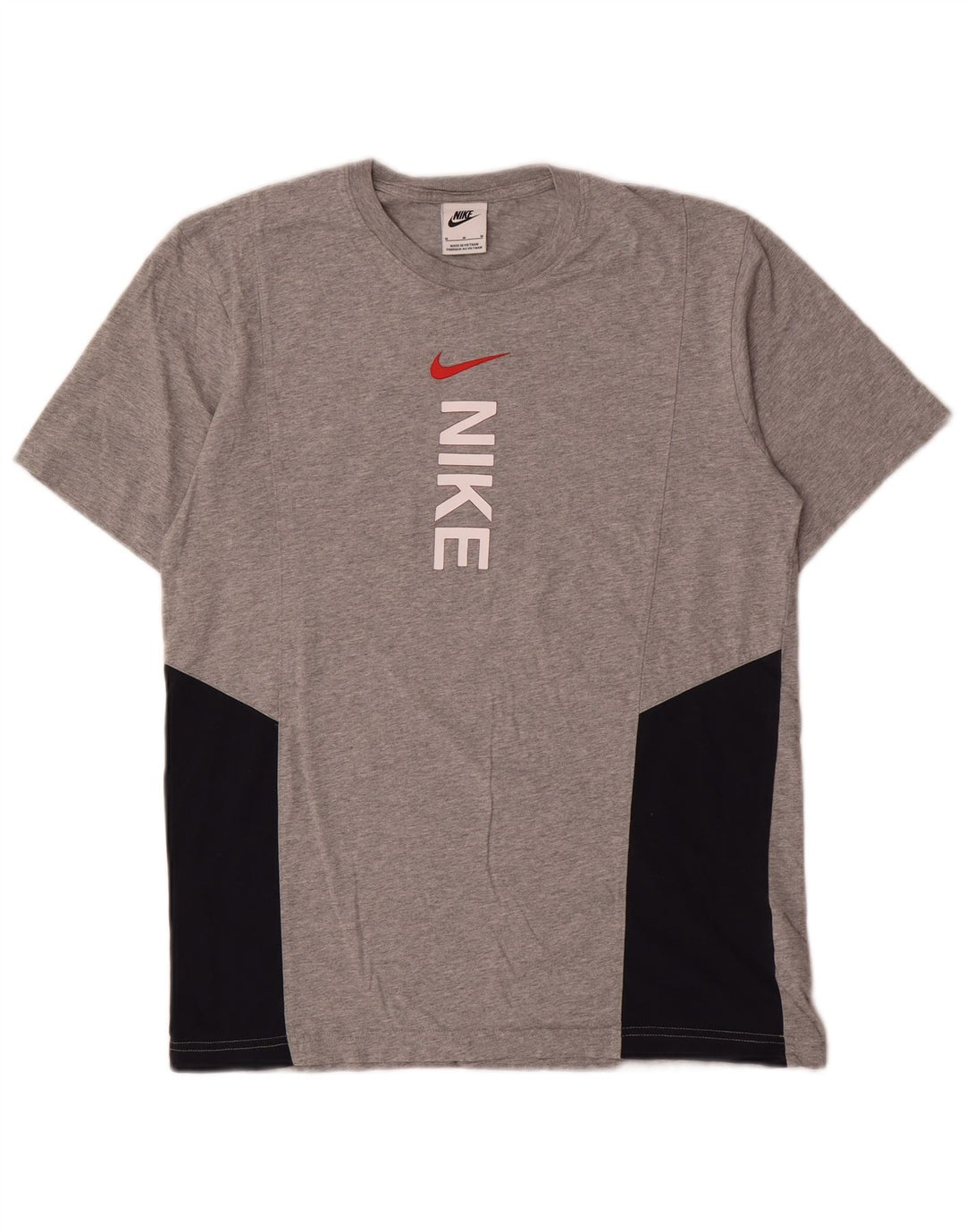 Nike Camiseta gráfica para hombre Top gris medio de algodón con bloques de color