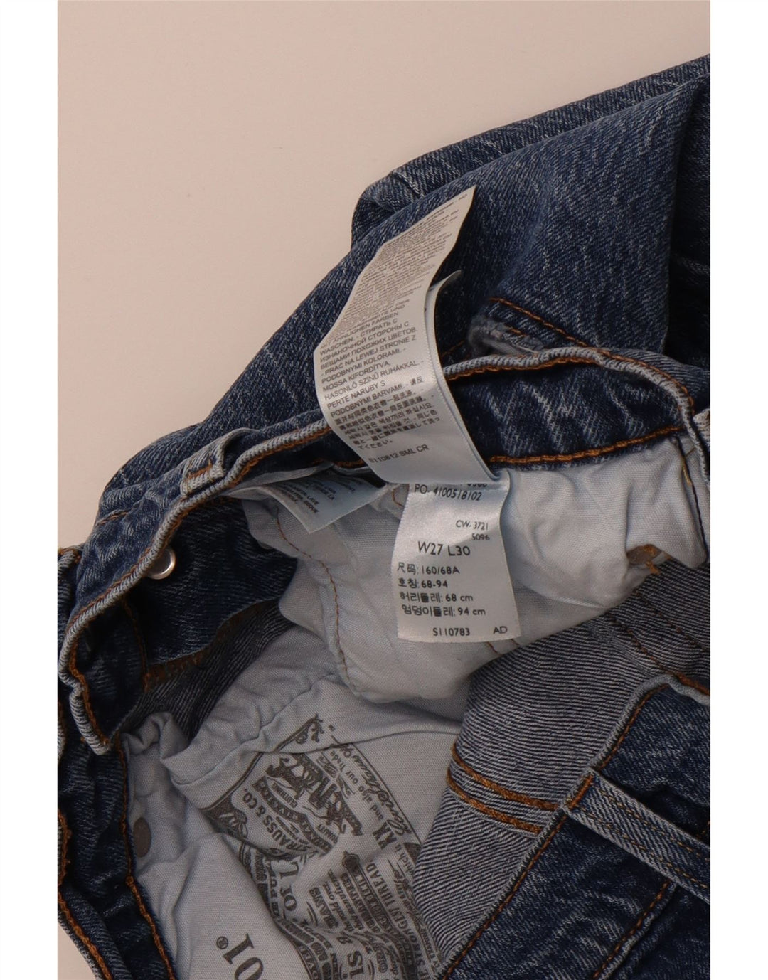 LEVI'S Mens 501 Straight Jeans W27 L30 Blue Cotton