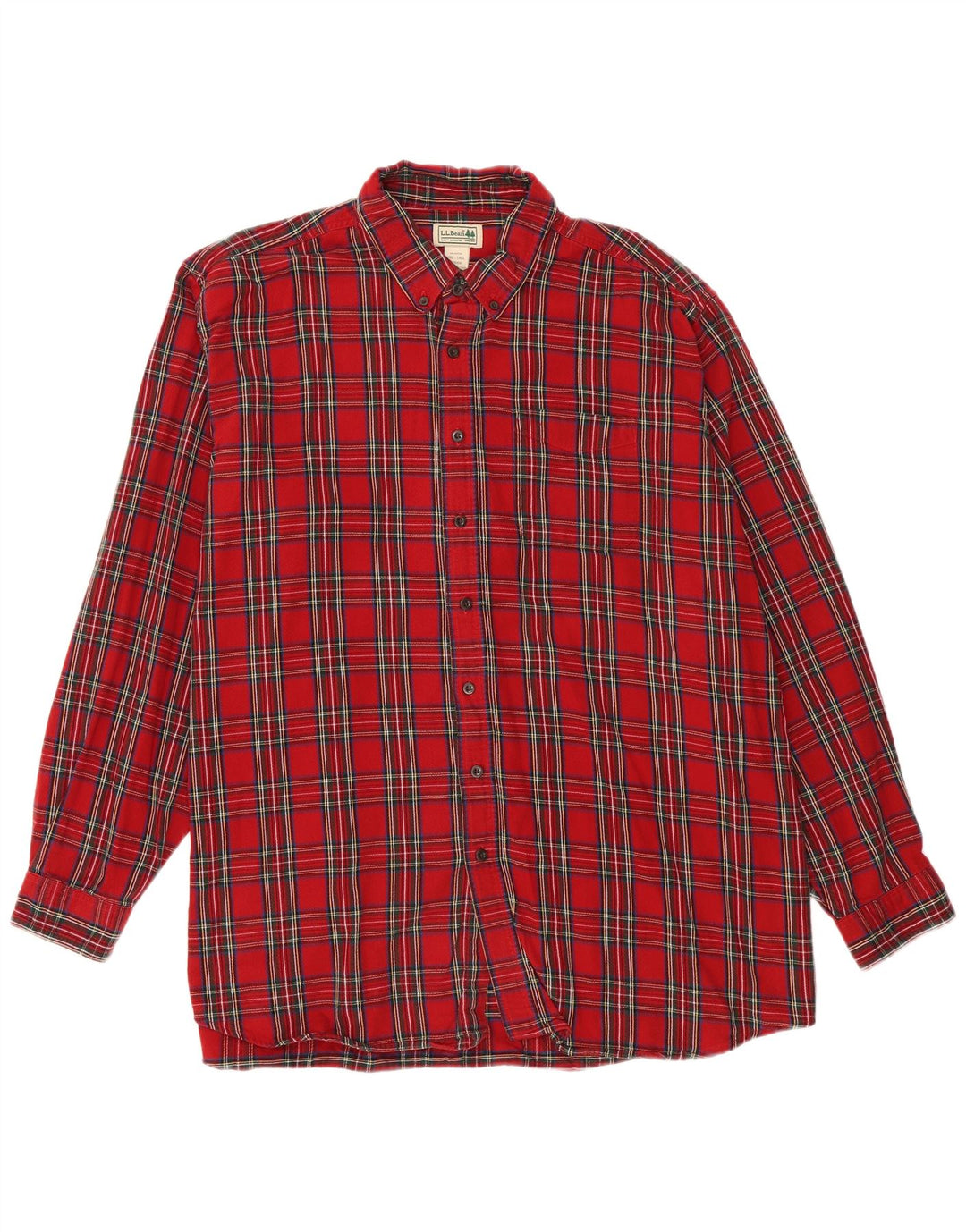 L.L.BEAN Camisa alta de franela para hombre 2XL Algodón a cuadros rojos