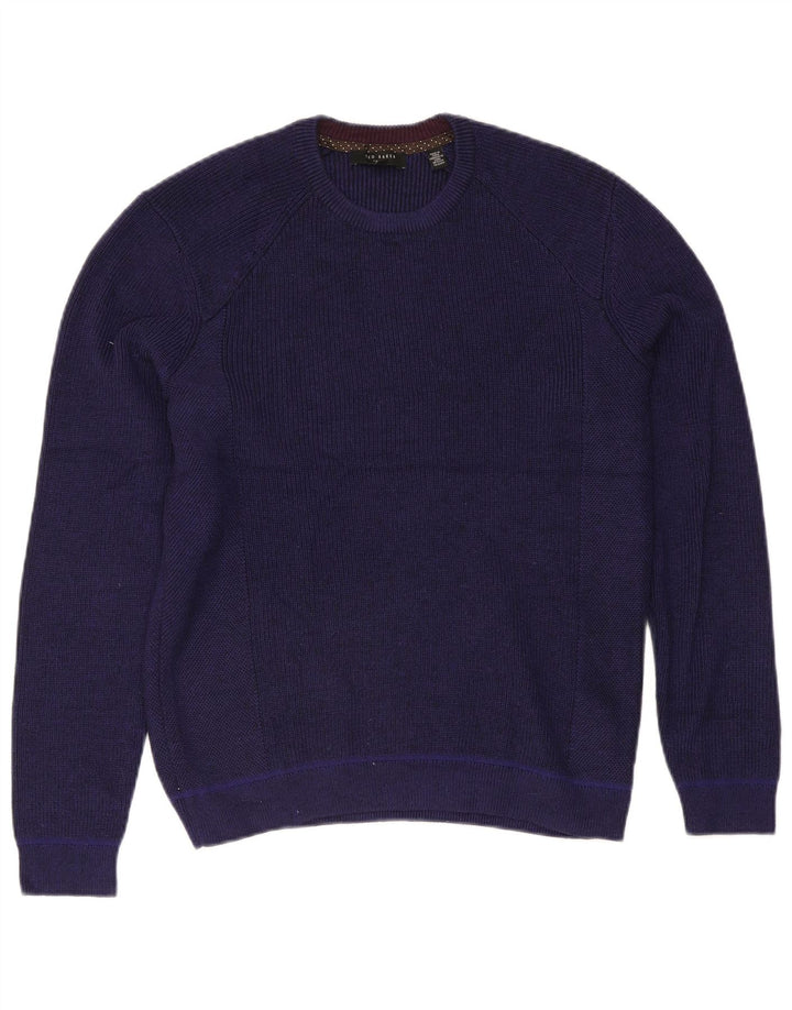 Ted Baker - Jersey de cuello redondo para hombre, talla 4, poliéster azul marino grande