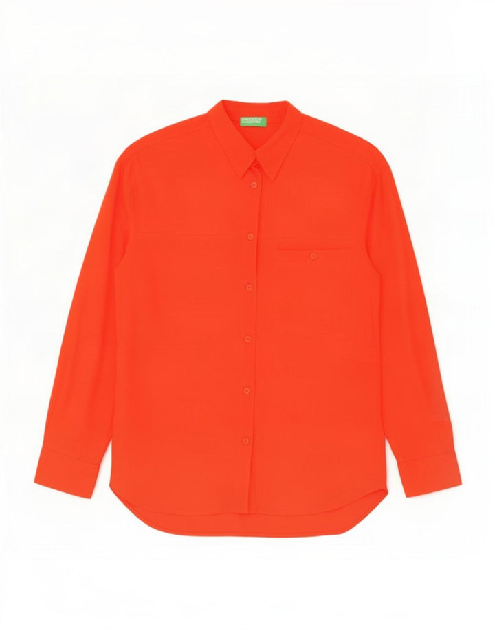 Benetton Blusa Camisera Mujer ES 44 Medio Viscosa Roja