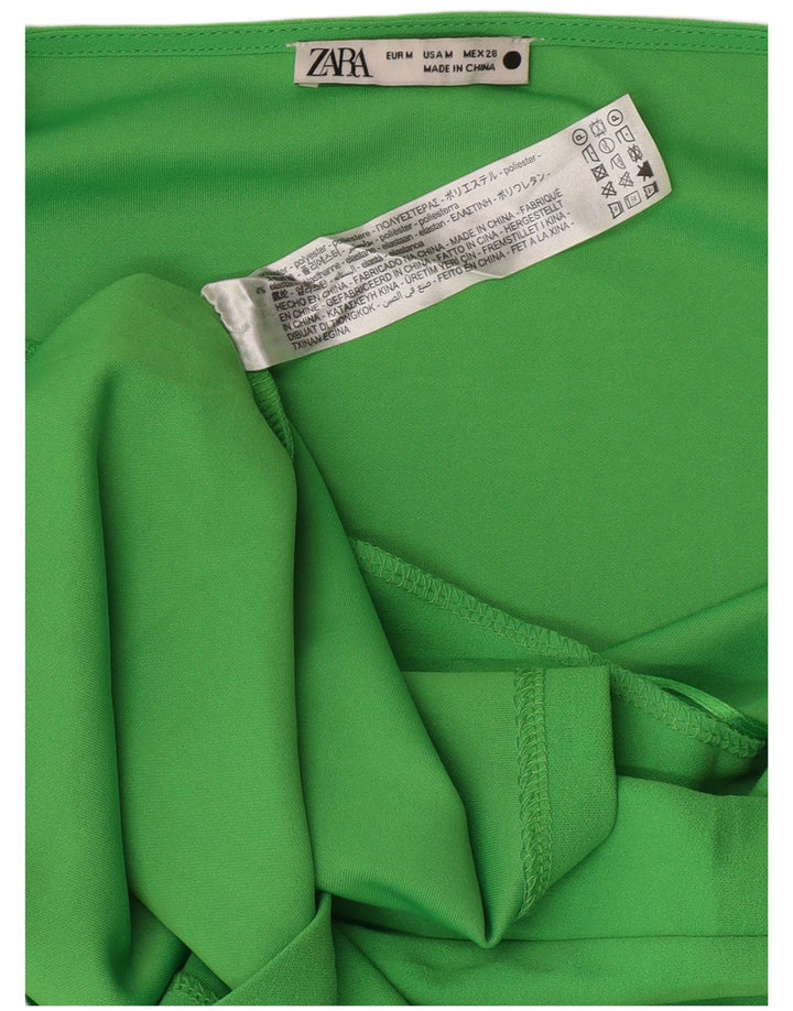 Zara Mujer Vestido Ajustado Sin Mangas UK 42 Poliéster Verde Medio