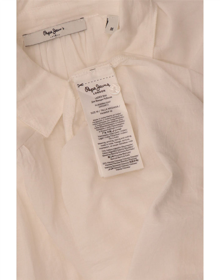PEPE Jeans Camisa extragrande para mujer UK 44 Algodón blanco mediano