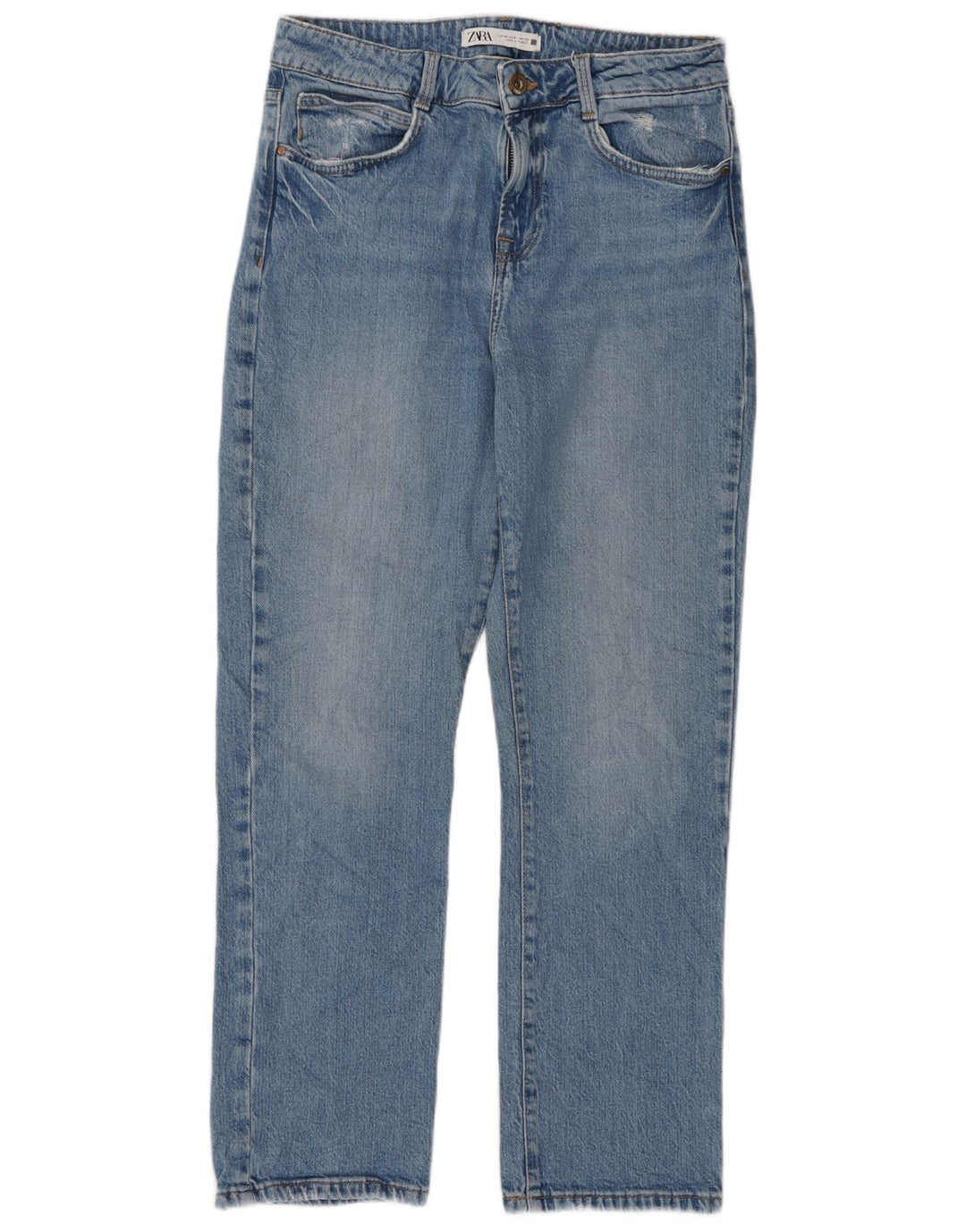 Zara Jeans Rectos De Tiro Alto Para Mujer EU 40 Medium W30 L27 Azul