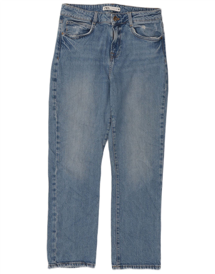 Zara Jeans Rectos De Tiro Alto Para Mujer EU 40 Medium W30 L27 Azul