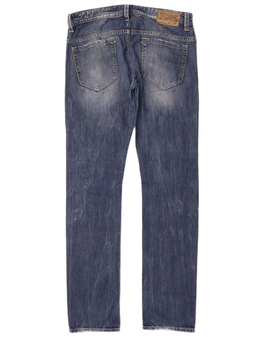 Diesel Vaqueros Rectos Desgastados Para Hombre W32 L34 Algodón Azul