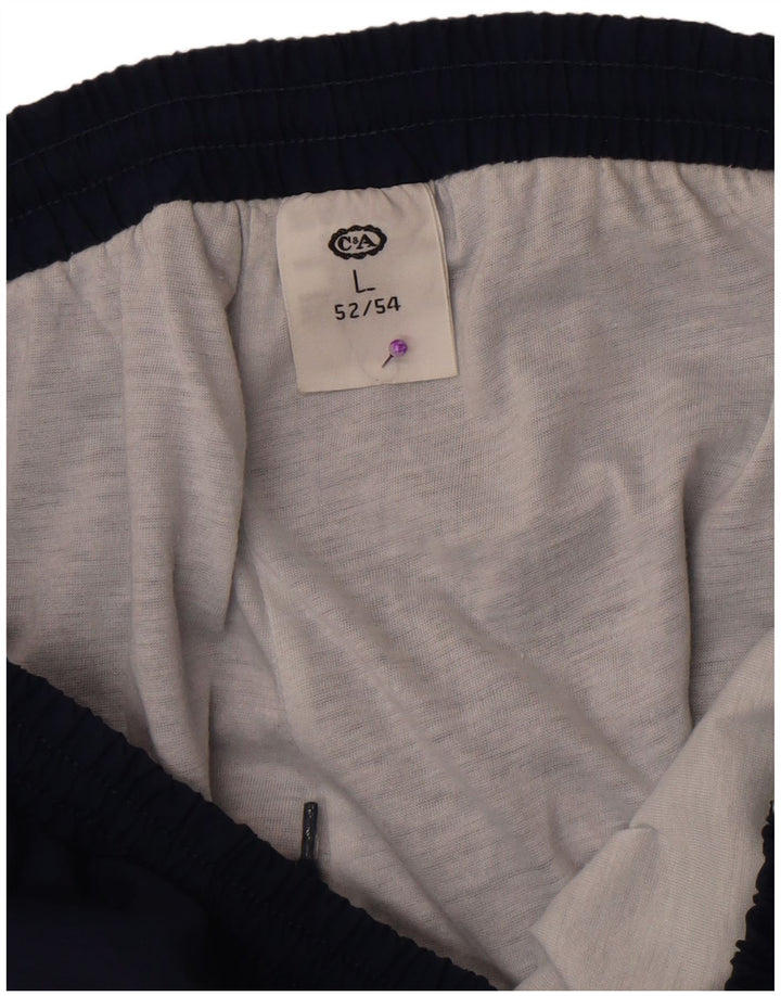 C&A Hombre Pantalones De Chándal Joggers Large Azul Marino Colorblock Poliamida