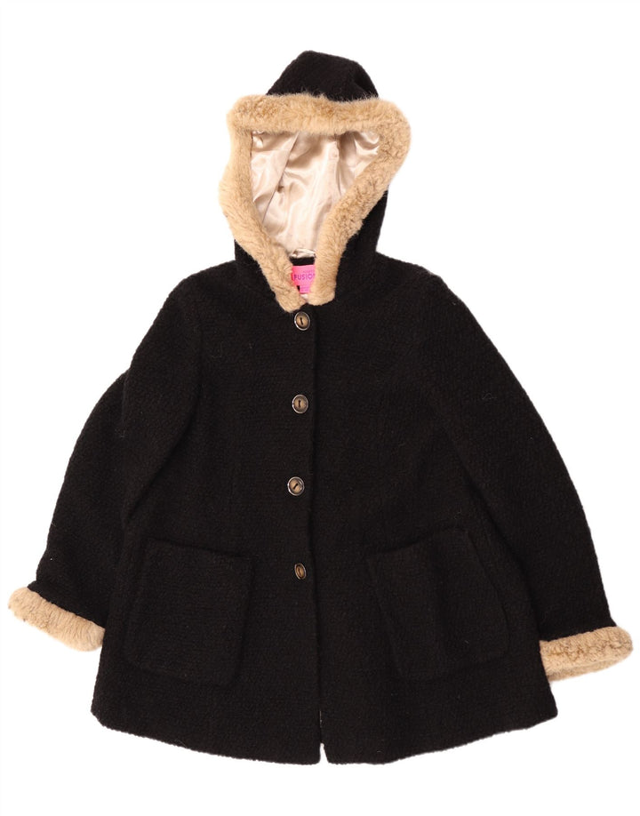 Monsoon Abrigo con capucha para mujer UK 46 Large Lana negra