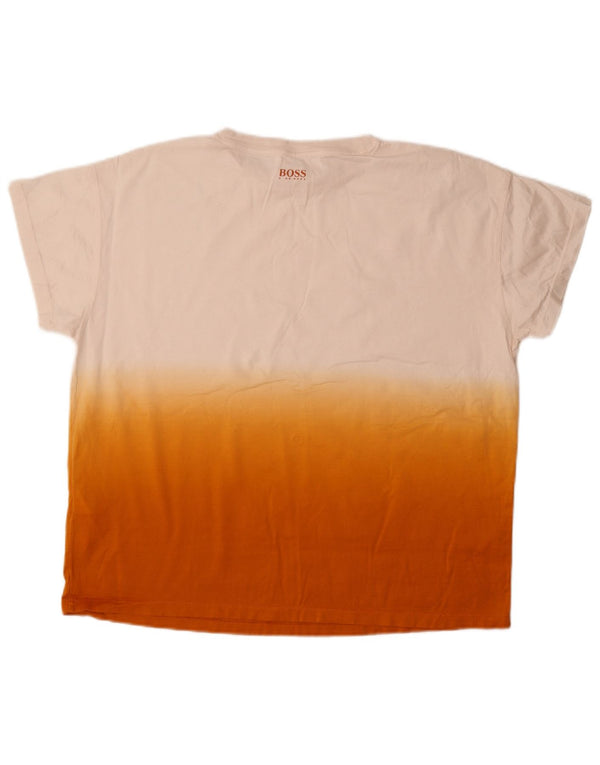 Hugo Boss Hombre Camiseta Top Grande Blanco Colorblock Algodón