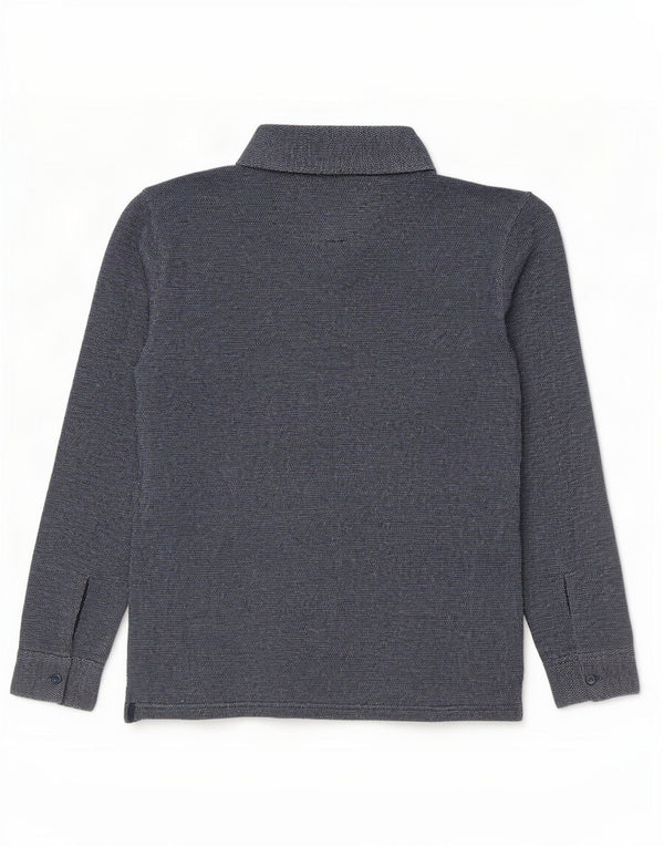Massimo Dutti Polo Hombre Casual Fit Manga Larga Algodón Azul Marino Grande