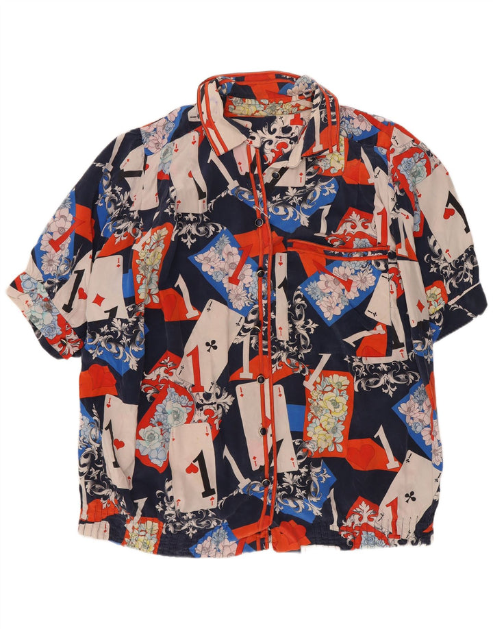 Vintage mujer patrón abstracto camisa blusa Reino Unido 16 grande multicolor