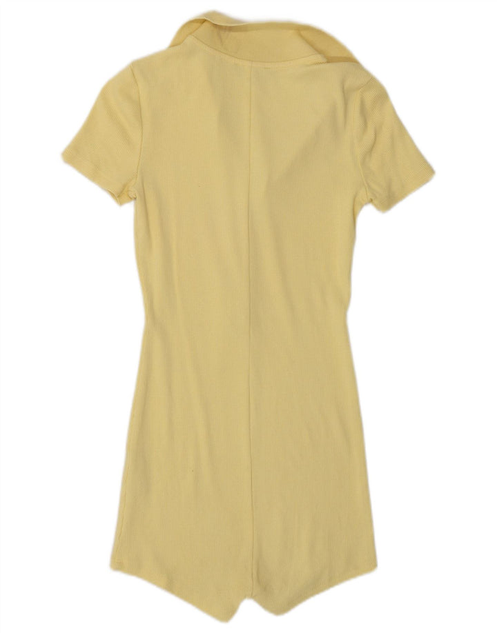Zara Mujer Mono Corto De Manga Corta UK 8 Small Amarillo