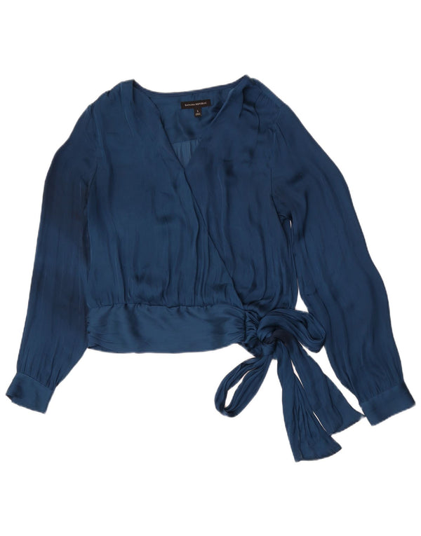 Banana Republic Blusa para Mujer con Lazo Frontal UK 10 Small Azul Marino