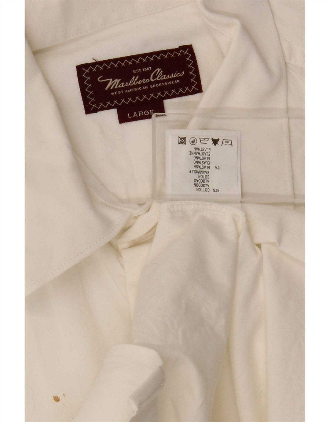 Camisa Marlboro Classics Hombre Grande Algodón Blanco