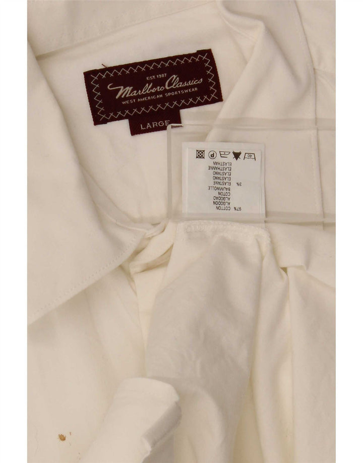 Camisa Marlboro Classics Hombre Grande Algodón Blanco