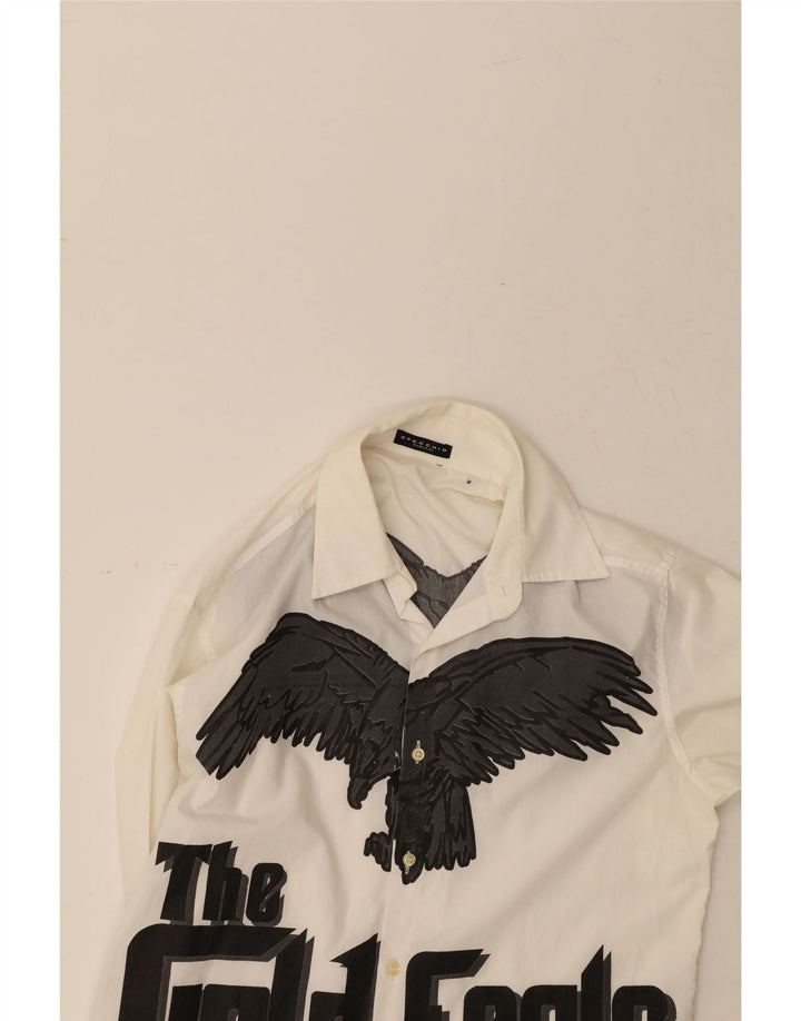 SPECCHIO Mens Graphic Shirt Medium White Vintage Specchio and Second-Hand Specchio from Messina Hembry 