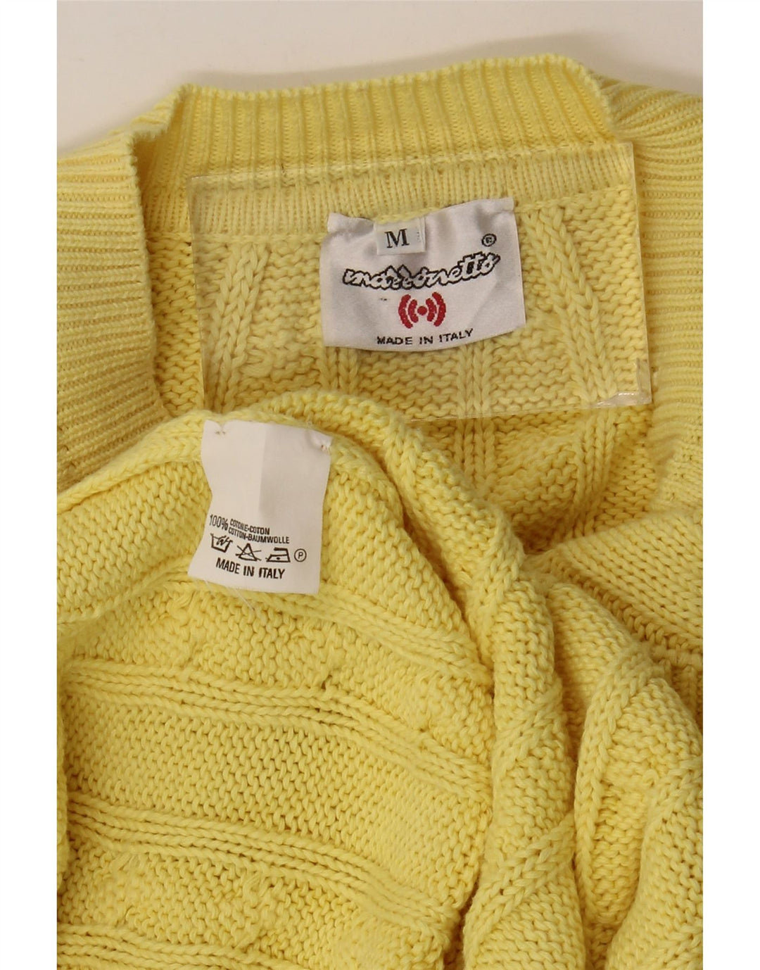 MARRONETTO Jersey con Cuello en V para Hombre Algodón Amarillo Medio