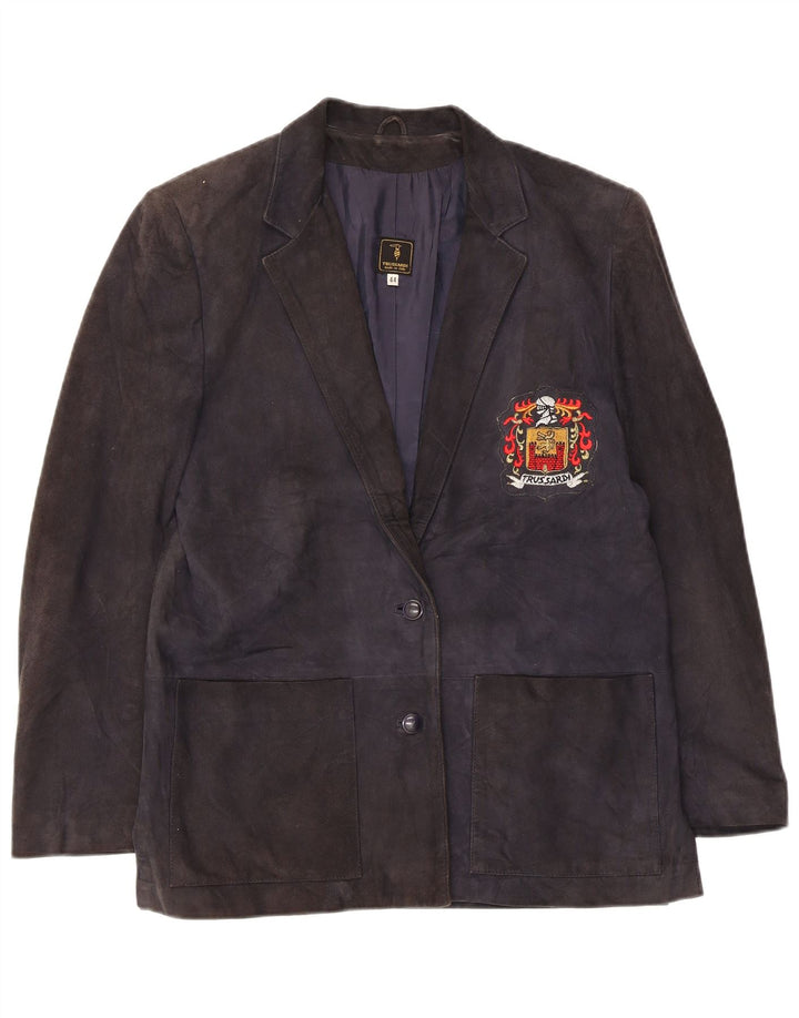 Trussardi Chaqueta Blazer De Ante De 2 Botones Para Mujer IT 44 Azul Marino Medio