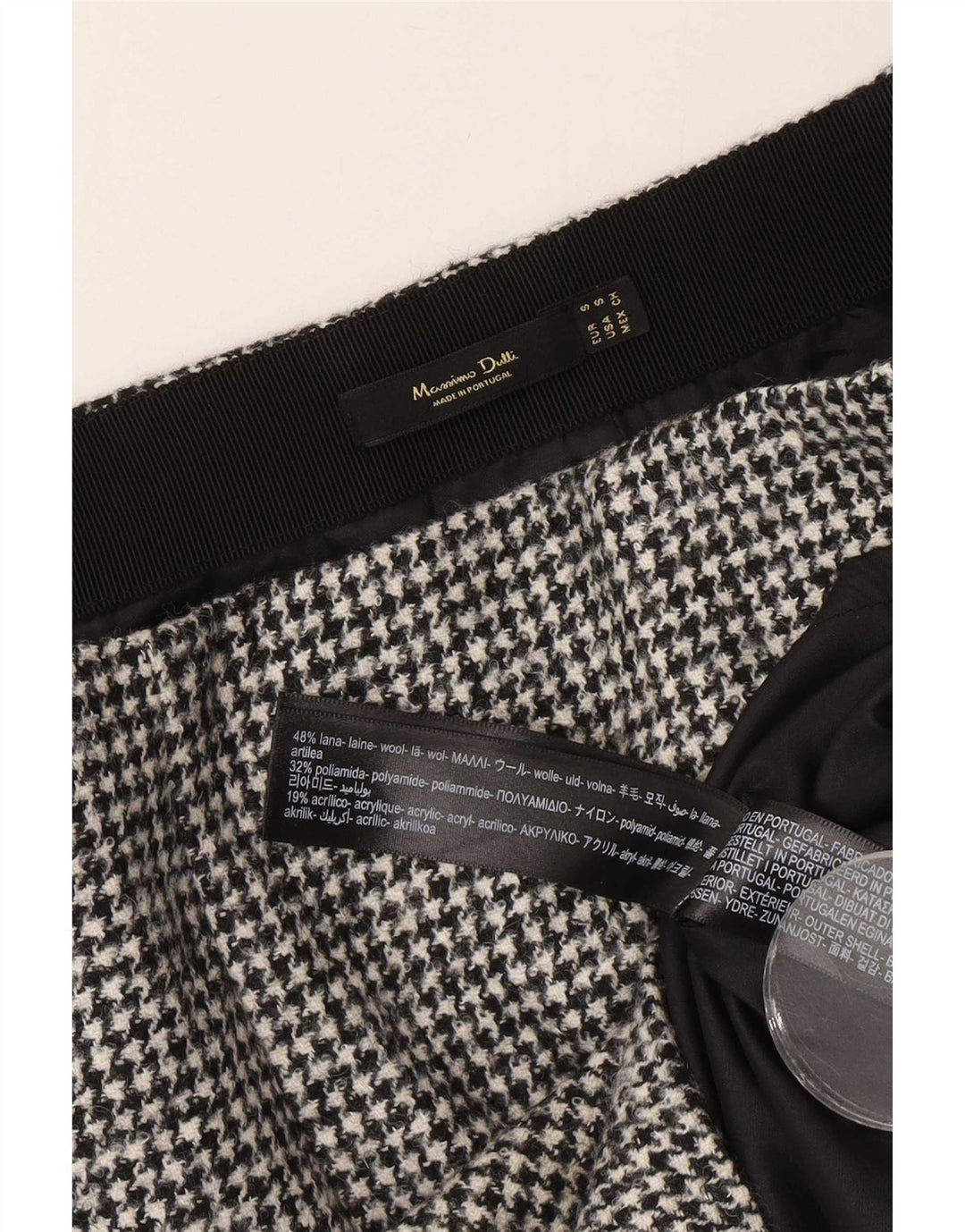 Massimo Dutti Minifalda Mujer Small W26 Lana Pata De Gallo Negro