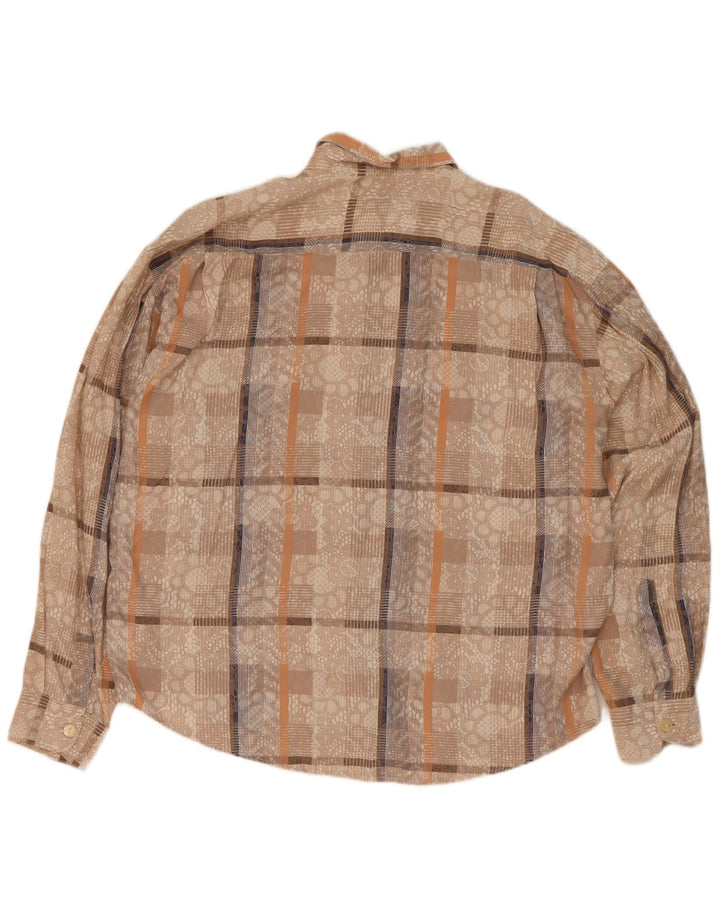 Morgan & Donavan Camisa Hombre Talla 41/42 Grande Beige Cuadros Viscosa