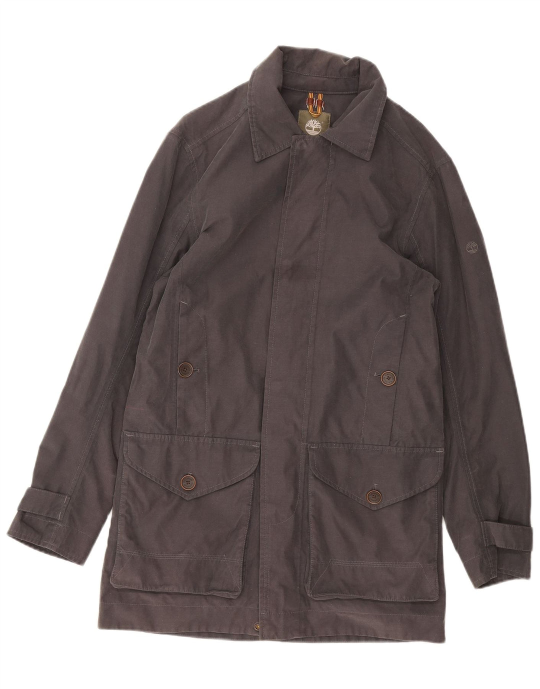 TIMBERLAND Mens Windbreaker Jacket UK 36 Small Grey Cotton