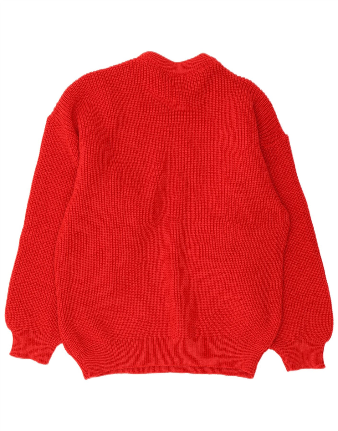 Vintage hombres cuello redondo jersey suéter medio rojo colorblock