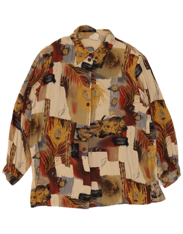 Vintage mujer camisa blusa Reino Unido 18 XL multicolor patchwork viscosa
