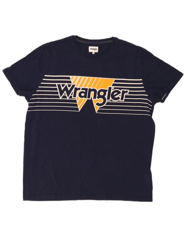 Wrangler Camiseta gráfica para hombre Top XL Algodón a rayas azul marino