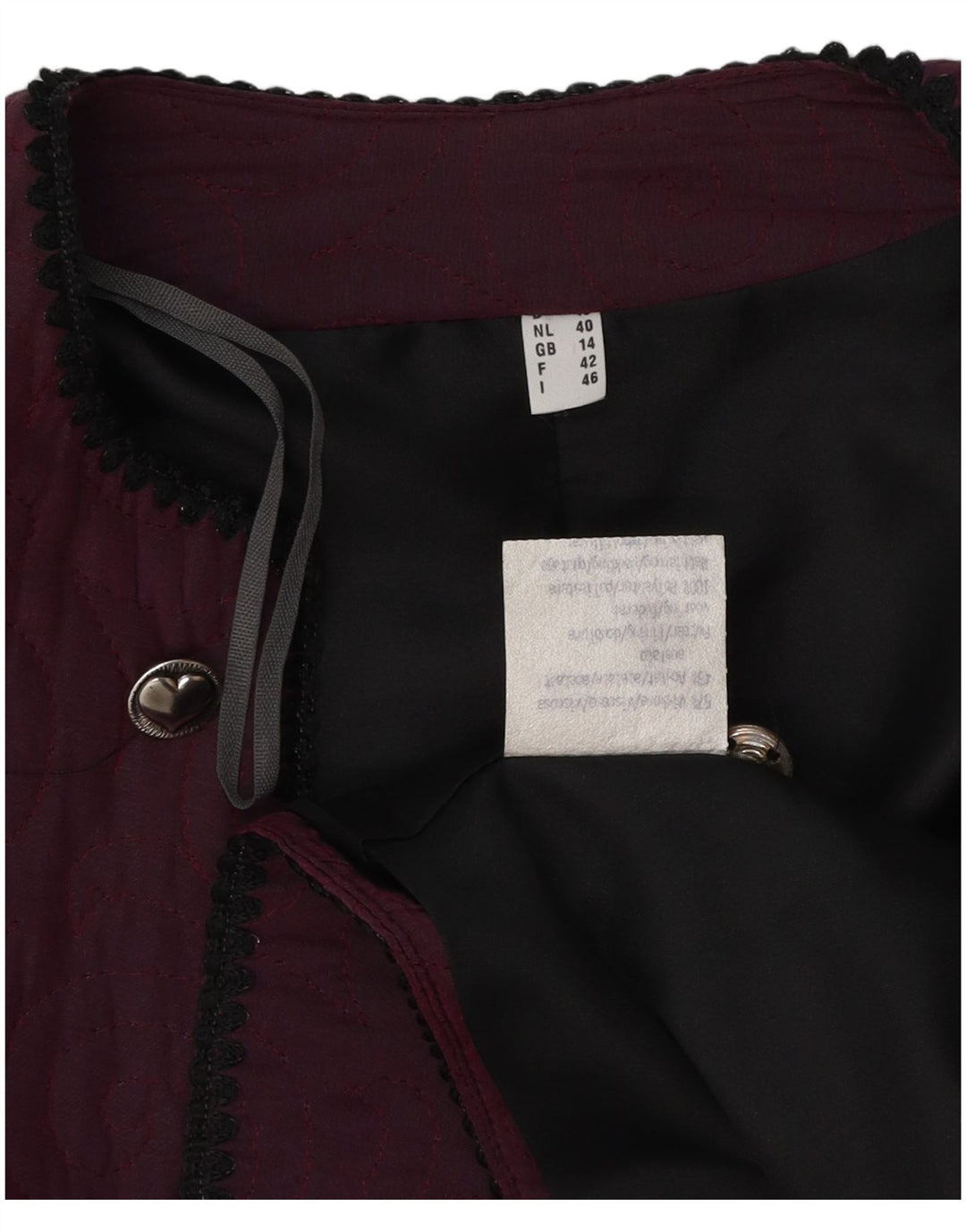 Vintage Mujer Bolero Chaqueta Reino Unido 14 Viscosa Púrpura Mediana