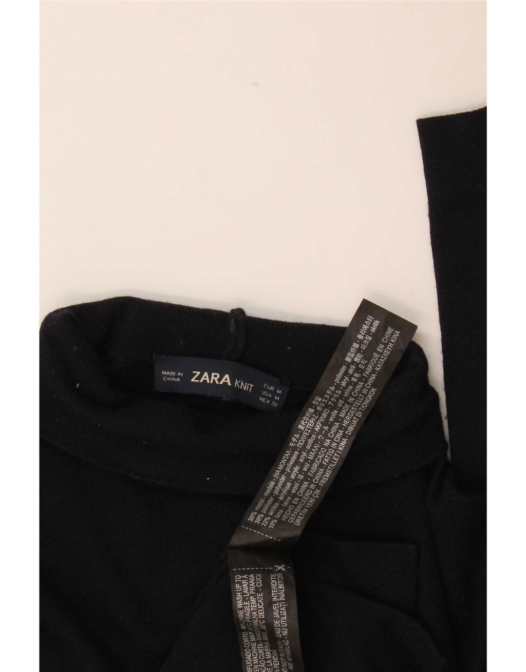 Zara Mujer Blusa Top UK 40 Medium Azul Marino Modal